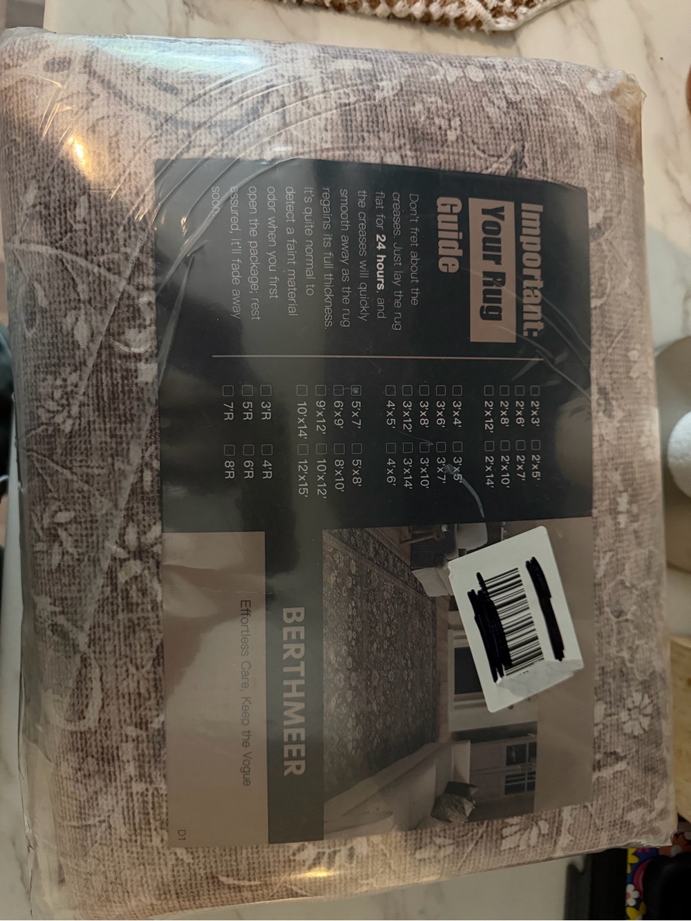BERTHMEER Textured Area Rug - Taupe and Cream